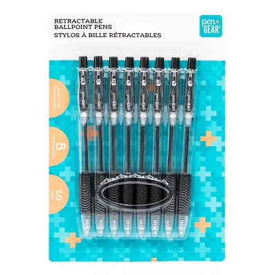Retractable 1.0 mm Black Ink Ballpoint Pens
