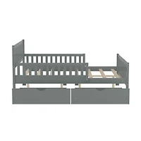 Lit plateforme en bois avec barrières de sécurité, taille simple, Noble House, gris