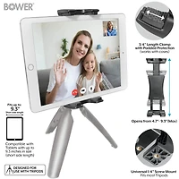 BOWER - SUPPORT DE TRÉPIED AVEC INCLINAISON À 45 DEGRÉS CONÇU POUR TÉLÉPHONES ET TABLETTES