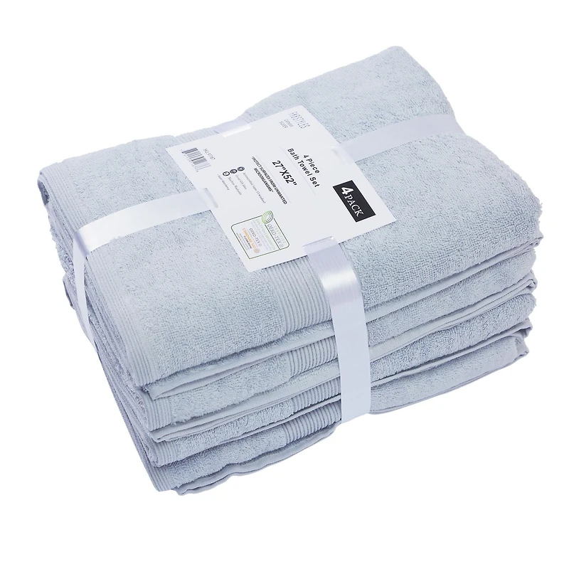 Serviette de bain Fabstyles super douce et absorbante, serviettes de bain de luxe pour spa, maison et hôtel, serviettes à séchage rapide, lot de 4, 27 x 54 pouces
