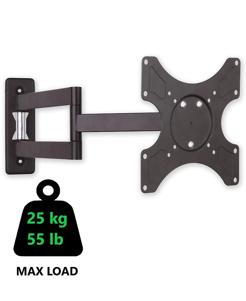 Techly 19-37" Tilt/Swivel LCD/LED TV Wall Mount- 2 Joints Tilt +/-12° - VESA up to 200x200 mm - Holds up to 25 kg, Black