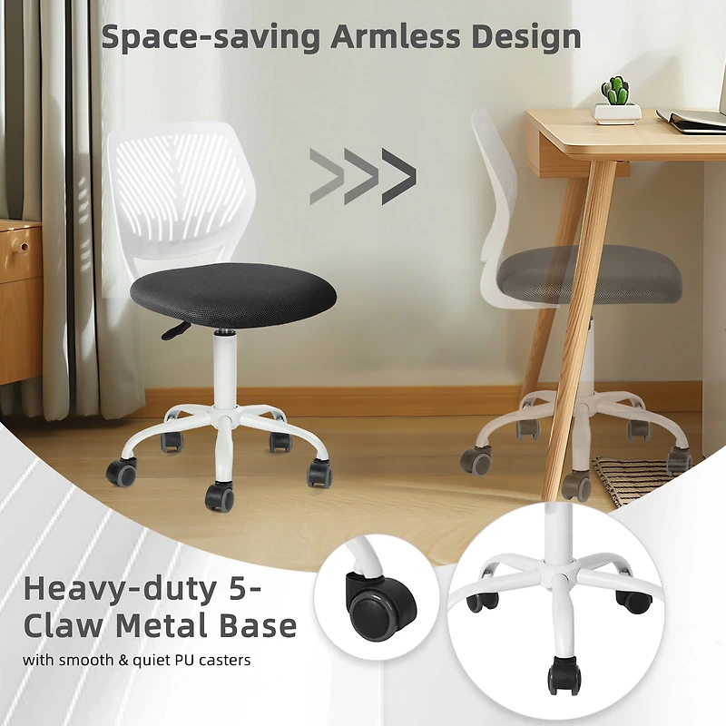 Homy Casa Ergonomic Kids Desk Chair with Height Adjustable Swivel Wheels, Sturdy Construction, Black Mesh