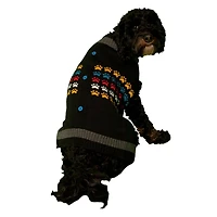 Holiday Time Black Paw Cardigan Dog Sweater