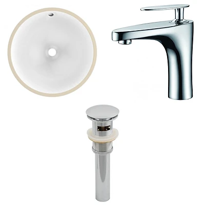16.5-in. W CUPC Round Bathroom Undermount Sink Set In White - Chrome Hardware - Overflow Drain Incl. AI-12935