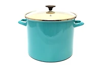 Starfrit de 11 L (11,6 pintes) en acier carbone avec couvercle en verre, Extérieur Émaillé, Compatible avec le four, sans PFOA, Facile à nettoyer, Bleu Émaillée
