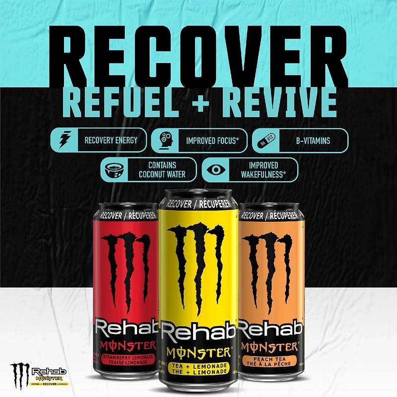 MONSTER ENERGY, Rehab Strawberry Lemonade, 458mL, Can