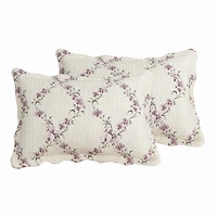 Marina Decoration Rich Printed Embossed Pinsonic Coverlet Bedspread Ultra Soft Home Bedding 3 Piece Summer Quilt Set with 2 Embossed Shams, Purple Orchid Cream Pattern King Size