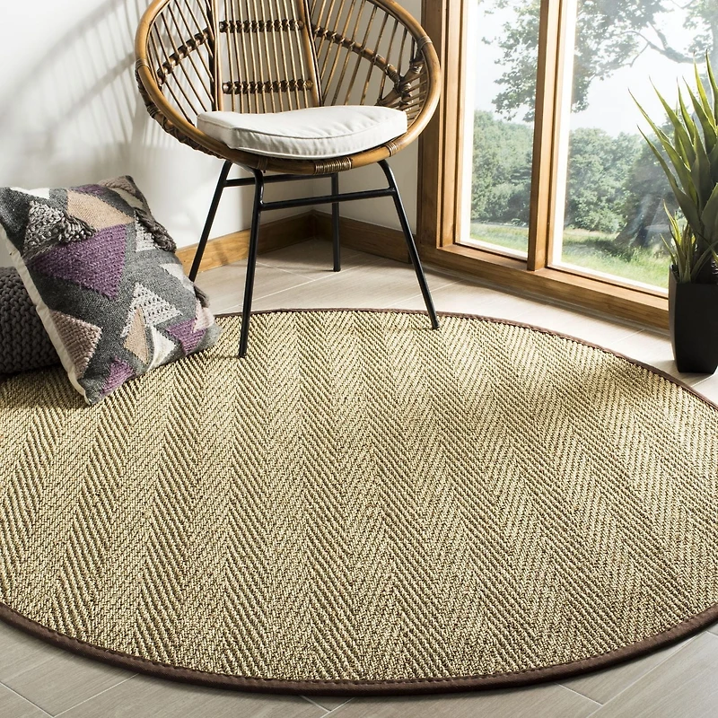Safavieh Natural Fiber Maisy Border Area Rug, Natural / Grey, 8' X 10'