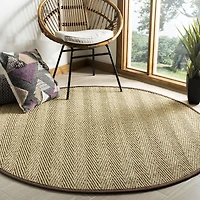 Safavieh Natural Fiber Maisy Border Area Rug, Natural / Grey, 8' X 10'