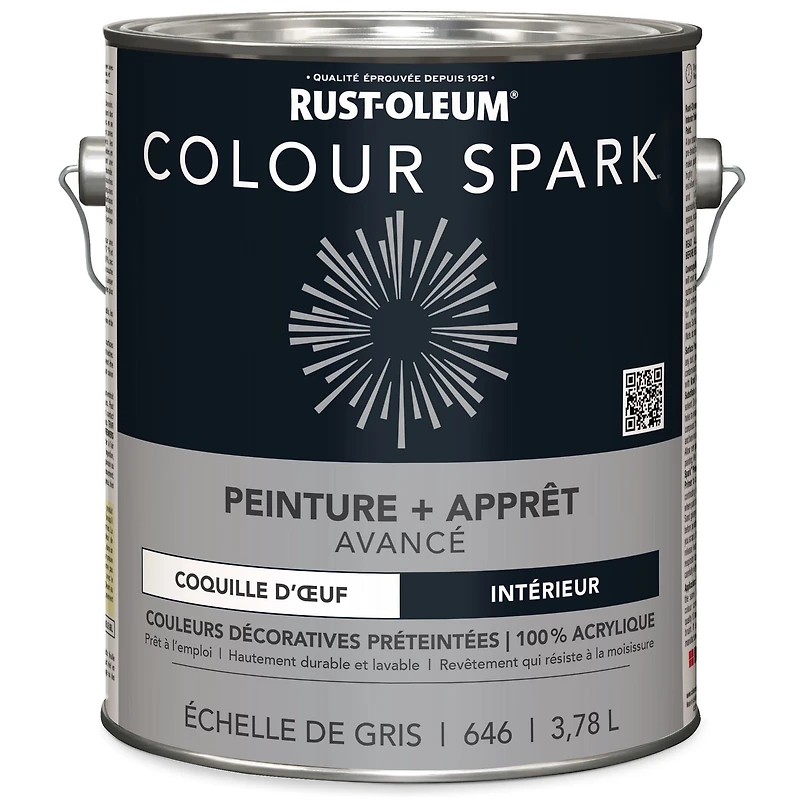 Rust-Oleum Colour Spark™ Peinture + Apprêt, Intérieur Coquille d'oeuf, Échelle De Gris 3,78L 3,78L