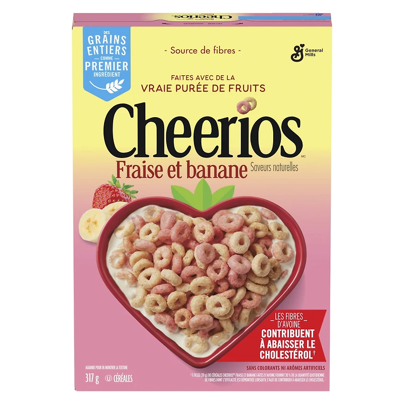 Cheerios à la Fraise et à la Banane, Céréales à  Base de Grains Entiers 317g
