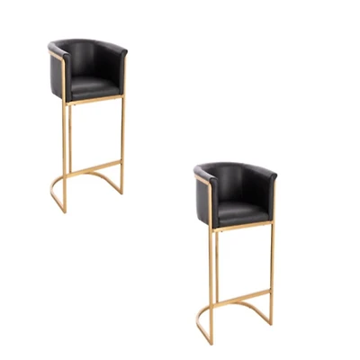 Tabouret de bar Kanye en cuir synthétique noir (lot de 2