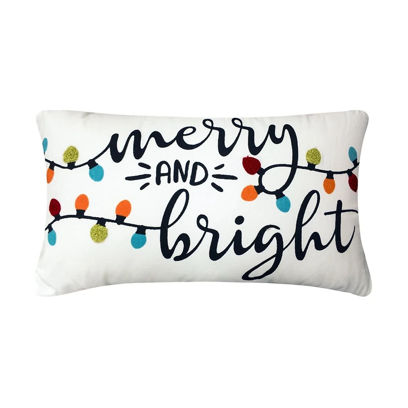 Holiday Time  Merry & Bright Decorative Cushion