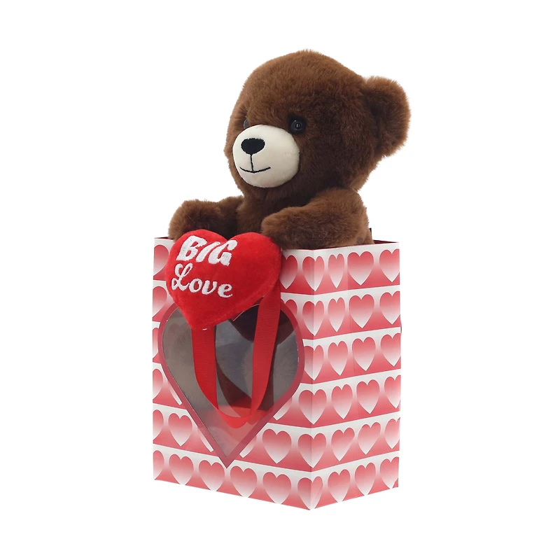 Ours en peluche marron avec cœur et sac cadeau pour la Saint-Valentin par Way to Celebrate