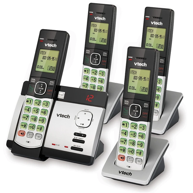 VTech CS5129-4 DECT 6.0 Expandable Cordless Phone System with 4 Handsets