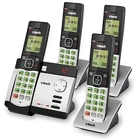 VTech CS5129-4 DECT 6.0 Expandable Cordless Phone System with 4 Handsets
