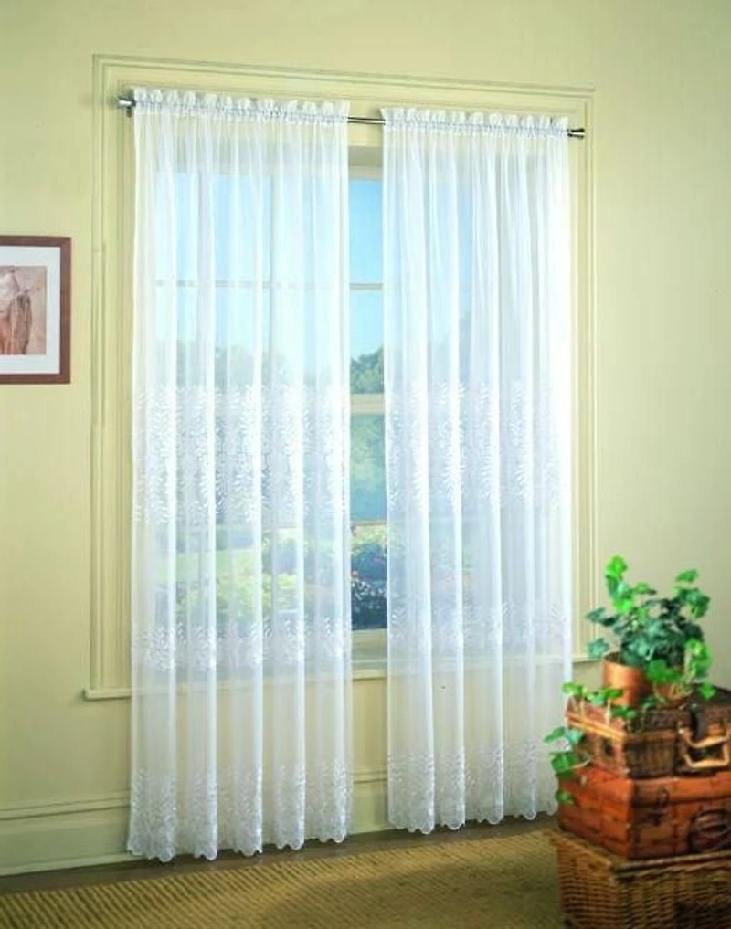 918 Lorraine Rod Pocket Rideau de dentelle brodée