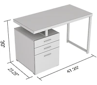 Safdie & Co. Desk 47.25L Dark Grey 3 Drawers Black Metal