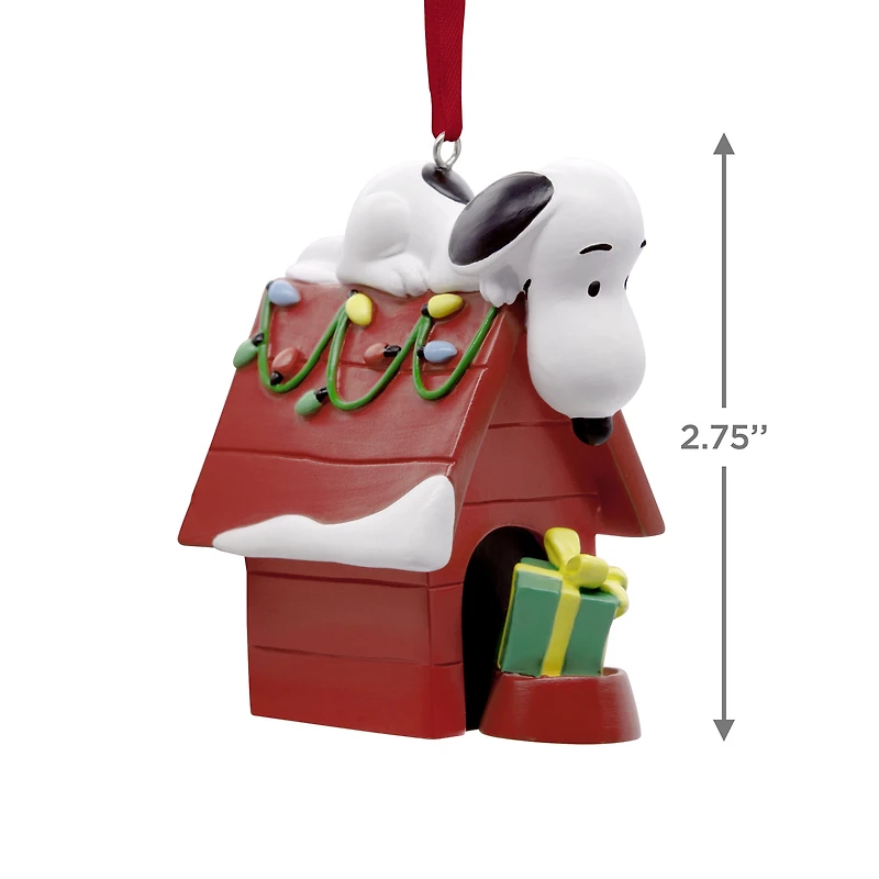 Hallmark Peanuts Snoopy on Holiday Doghouse Christmas Ornament, Gifts for Peanuts Fans
