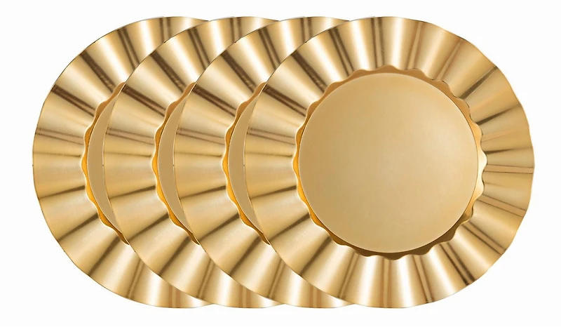 Holiday time 13-Inch Fluted Charger Gold -Pack of 4