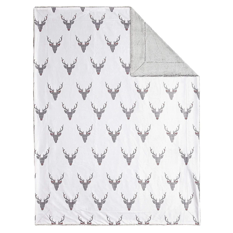 Safdie & Co. Couverture Jeté en Fausse Fourrure Ultra Doux Réversible Chevreuil à Carreaux