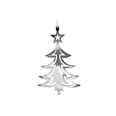 Arbre D'Ornement En Métal Argenté Plat De Noël - Ensemble De 12