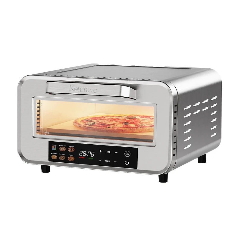 Kenmore Four à Pizza Électrique 12", Intérieur, 5 Programmes Tactiles, Acier Inoxydable, Pelle et Pierre à Pizza, 750°F, Four de Comptoir