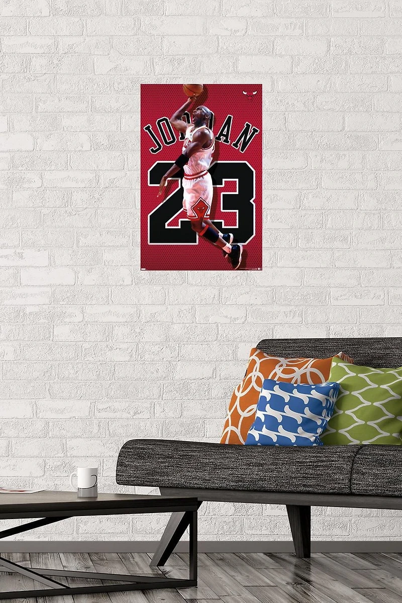 Michael Jordan - Jersey Wall Poster, 22.375" x 34" Framed