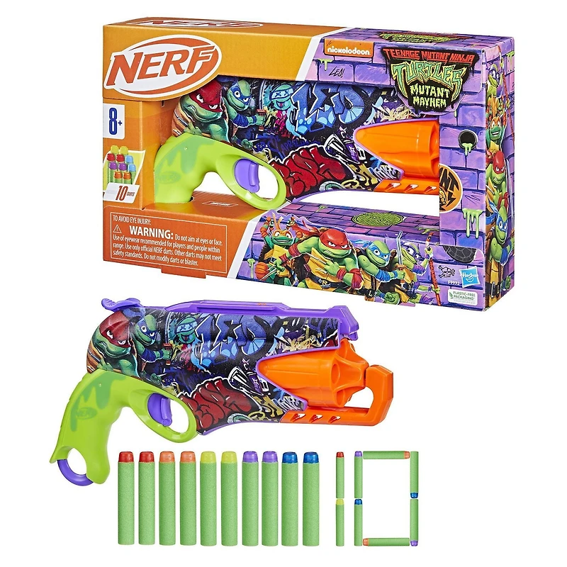 Nerf Teenage Mutant Ninja Turtles Blaster, 10 Nerf Elite Darts, Ages 8 and up
