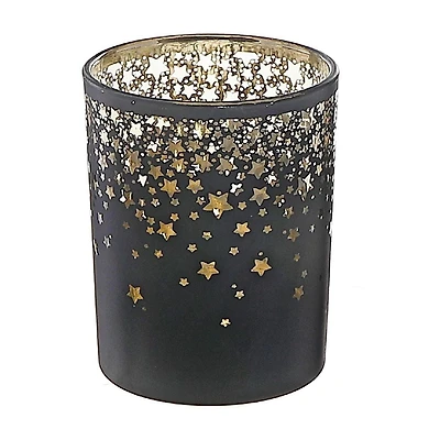 Christmas Glass Votive Holder Falling Stars