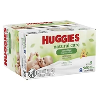 Huggies Natural Care Sensitive Baby Wipes, Unscented, 15 Flip-Top Packs, 960 Wipes