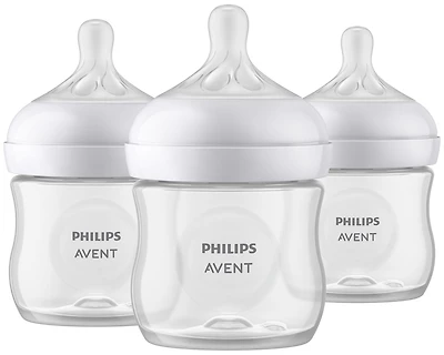 Biberon naturel Philips Avent avec tétine Natural Response, transparent, 4oz, 3pk, SCY900/03 Biberon naturel Avent 40z 3pk