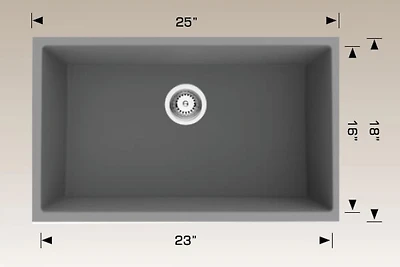 American Imaginations 25-in. W CSA Approved Grey Granite Composite Kitchen Sink With 1 BowlAI-34561