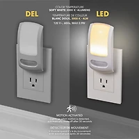 Veilleuse blanche à DEL avec détection de mouvement et fonction nocturne automatique Veilleuse enfichable à DEL