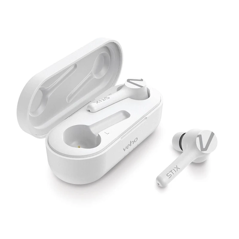 Veho STIX True Wireless Bluetooth Earphones with Charging Case - White
