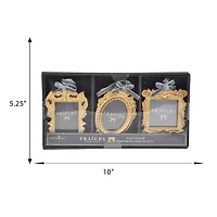 FRAÎCHE Noël 3 pack Photo encadrée ornement Set, or