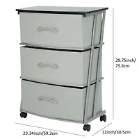 Large Chariot en tissu Pour adultes, Cadre en Métal pour Chambre, Garde-robe, Entrée, etc. Dimension:59,3 cm x 30,5 cm x 75,6 cm;Tiroir gris avec dessus en bois noir