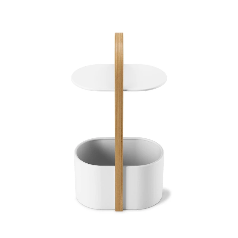 Umbra BELLWOOD - Tablette range magazines et cables blanc et bois