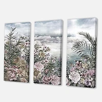 Designart Fleurs rétro au bord de la mer Art mural sur toile
