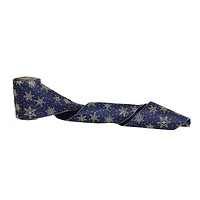 Holiday Time 6 inch x 20 feet Snowflake Ribbon, Navy & Gold