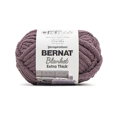 Bernat® Blanket Extra Thick™ #7 Jumbo Polyester Yarn, Purple Smoke 21.2oz/600g 72 Yards, Value of 2 regular skeins!