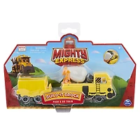 Mighty Express, Petit train Push and Go Brock le bâtisseur avec wagon de cargaison, jouets pour enfants à partir de 3 ans
