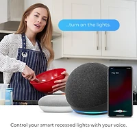 Ensemble de 2 luminaires encastrés intelligents Wifi à DEL ultraminces de 3 po, aucun concentrateur requis, commande vocale, 7 W, couleur ajustable RVB, lumière blanche à intensité réglable