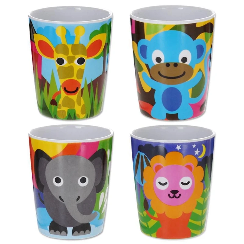 French Bull - Ensemble de 4 tasses pour enfants - Animaux de la jungle
