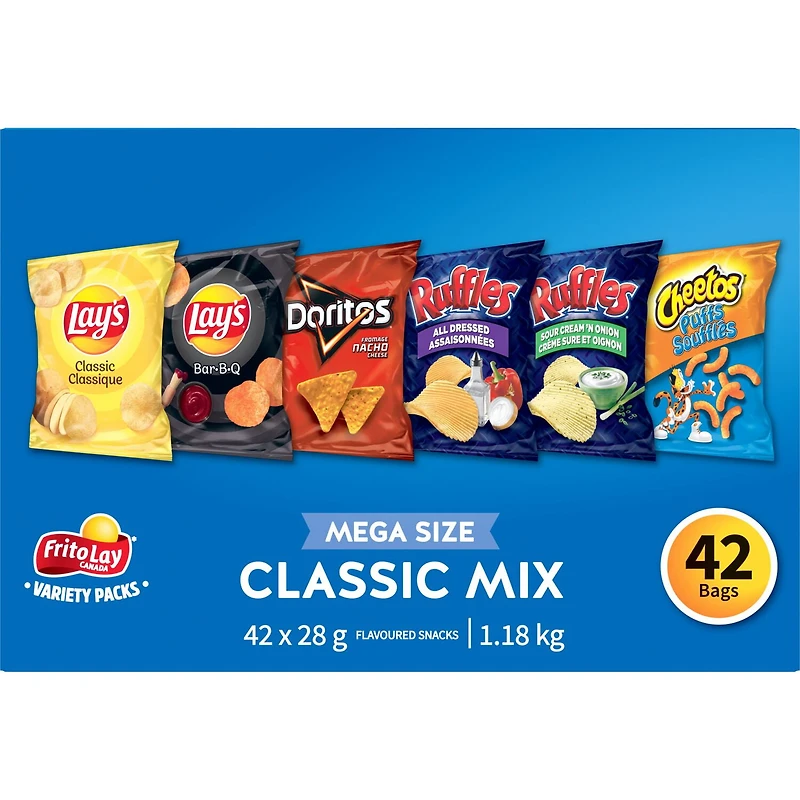 Frito-Lay Variety Packs Classic Mix Flavoured Snacks, 1176g