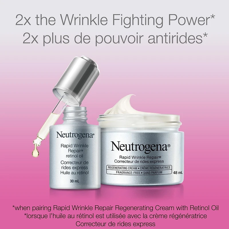 Neutrogena Huile au rétinol antiâge pour le visage, Sérum pour le visage et les yeux Correcteur de rides express 30 mL