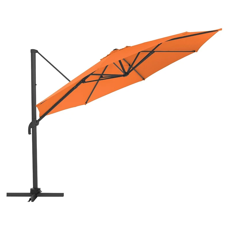 CorLiving 11.5ft Deluxe Durable Canopy Offset Titling & Rotating Patio Umbrella with Aluminum Frame
