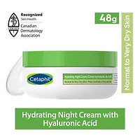 Cetaphil Hydrating Night Cream | Made with Hyaluronic Acid Extract | 24Hr Intense Hydration | For Dry and Sensitive Skin | Fragrance-Free, 48g