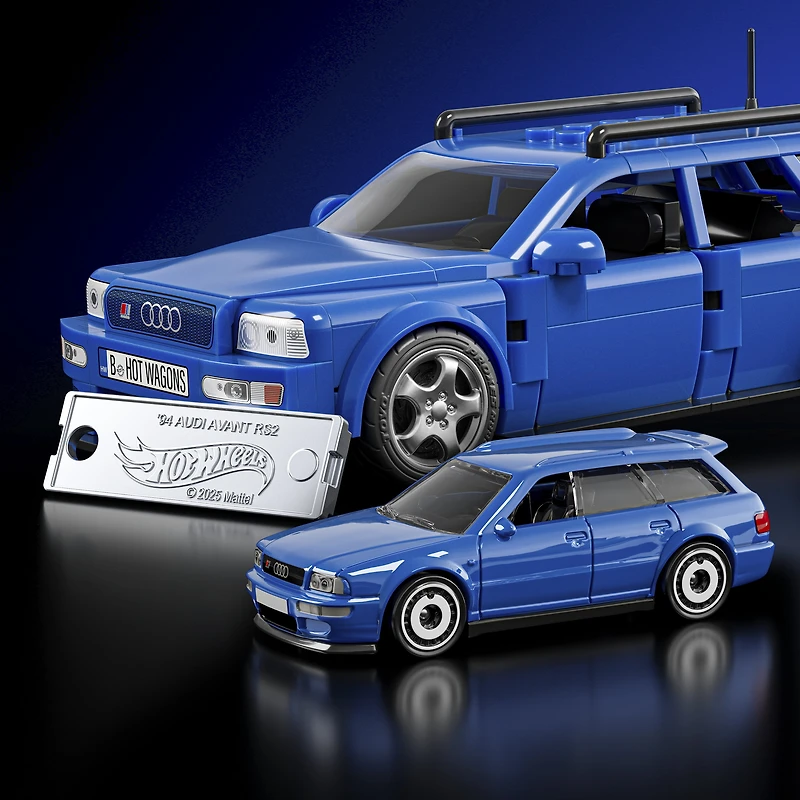 Coffret de construction Mattel Brick Shop Hot Wheels – Audi Avant RS2 1994 (253 pièces), pour collectionneurs