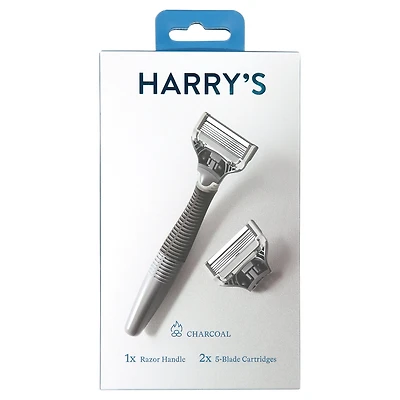 Harry's Shaving Razor for Men with 2 Razor Blade Refill Cartridges, Charcoal Grey